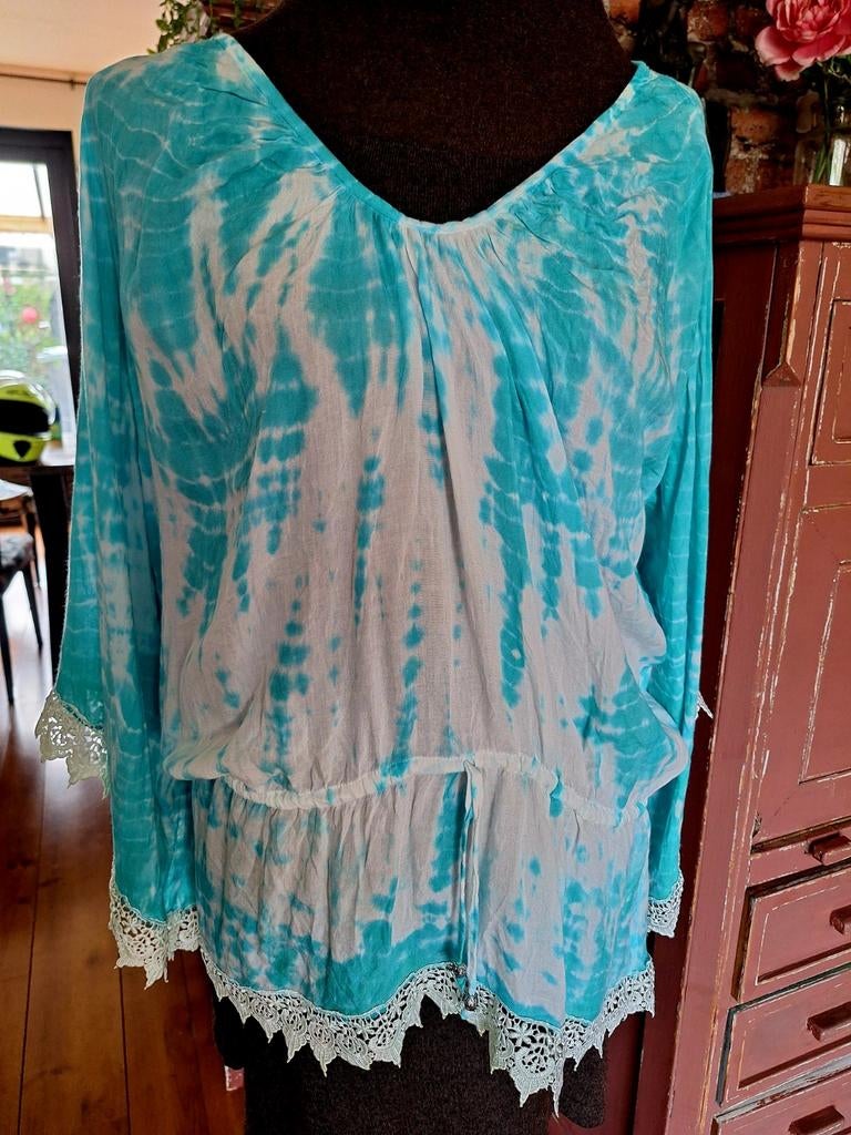 Tuniek ibiza boho style maat m l, Kleding | Dames, Ophalen of Verzenden, Zo goed als nieuw, Maat 46/48 (XL) of groter, Blauw