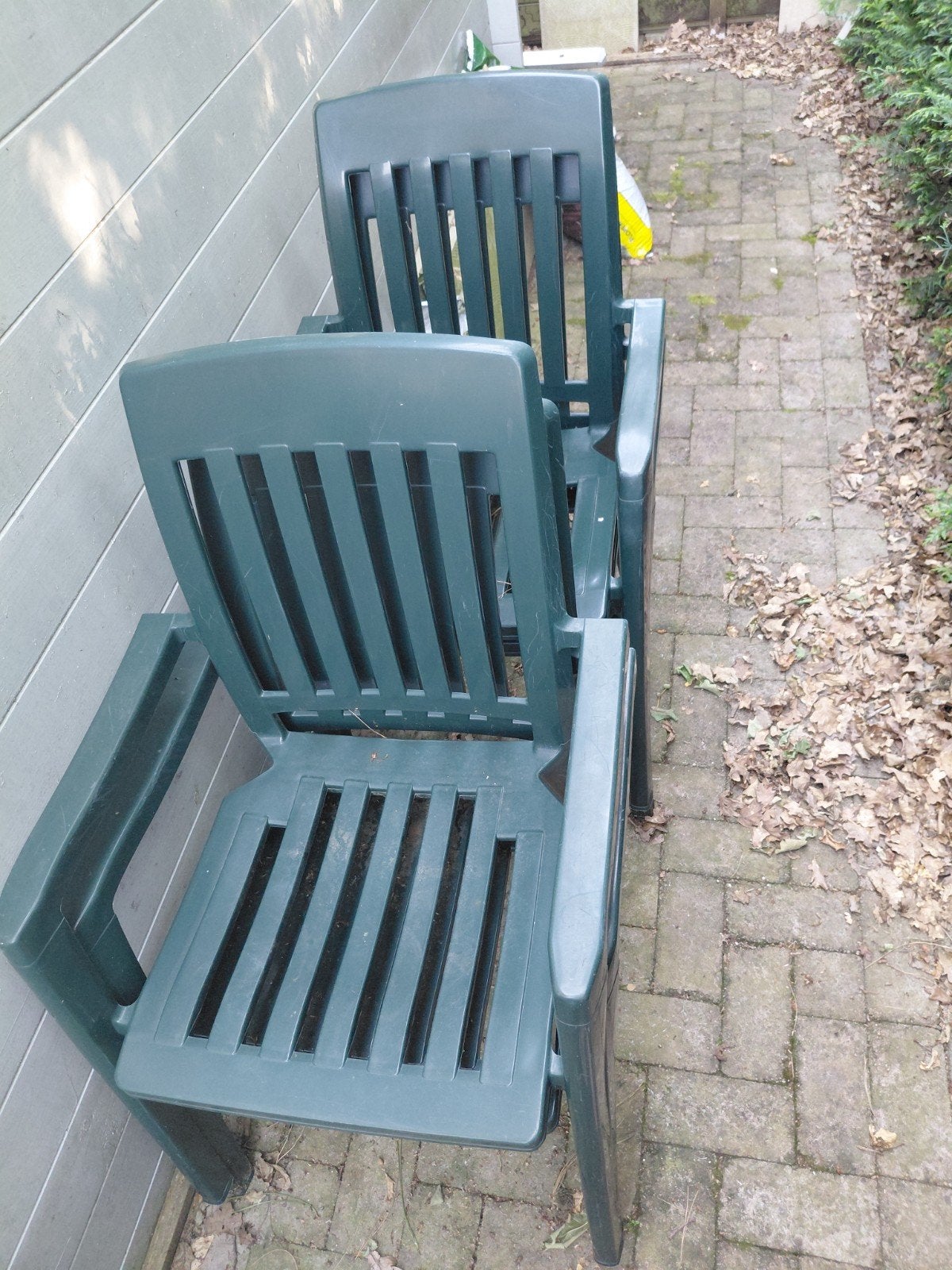 4 groene tuinstoelen stapelbaar flair plaisir, Ophalen, Gebruikt, Overige materialen, Stapelbaar