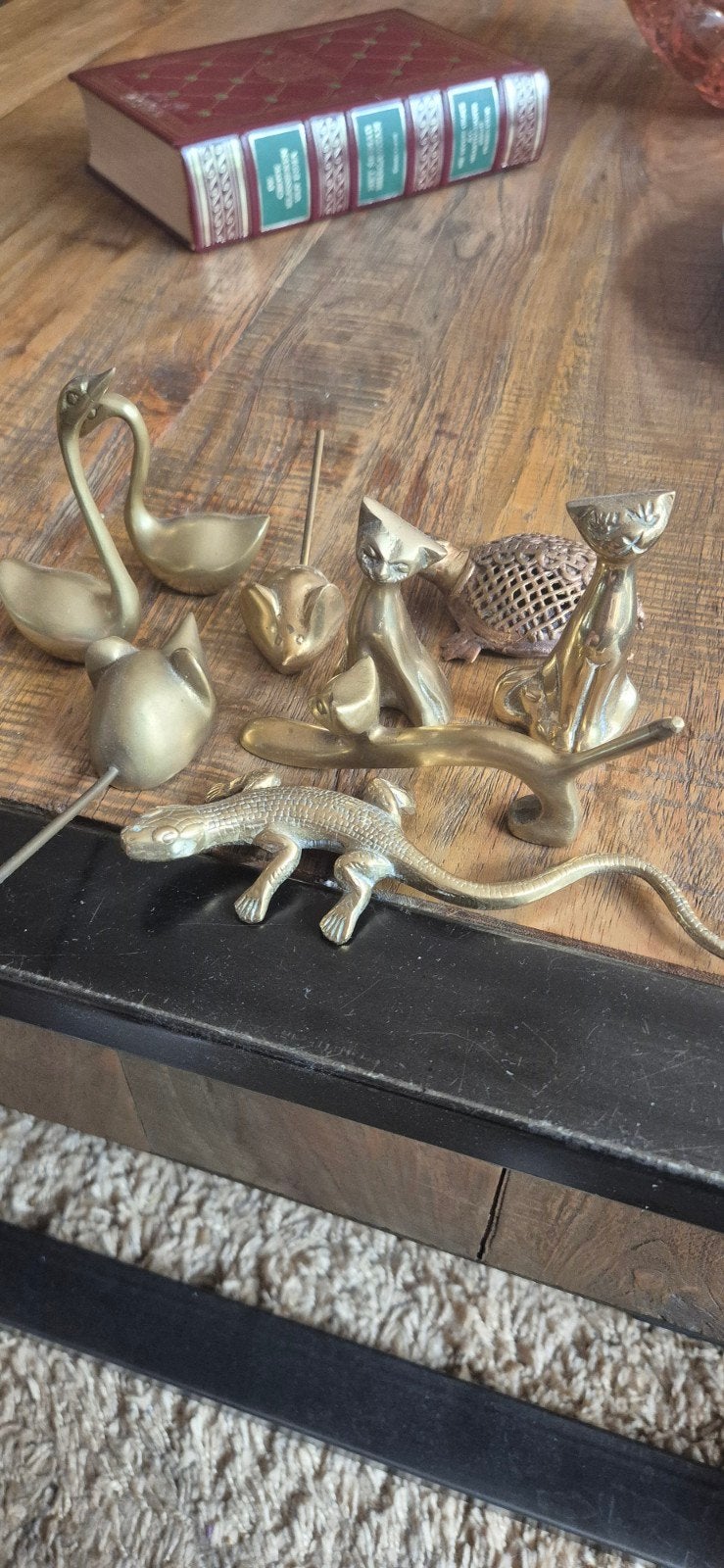 Diverse Messing Beeldjes: Zwanen, Katten, Hagedis, Muizen, Ophalen of Verzenden