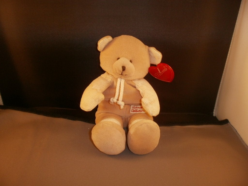 Tiamo beer velours en katoenen armen oren rand  poten geruit, Beer, Ophalen of Verzenden, Middelgroot (20 tot 80 cm), Tiamo