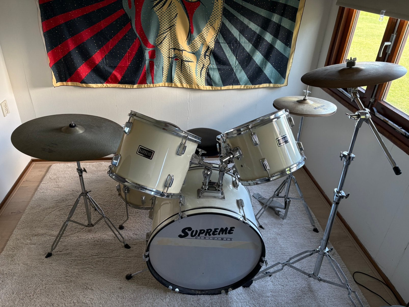 Compleet 5-delig drumstel incl. drumkruk, Ophalen, Gebruikt, Overige merken