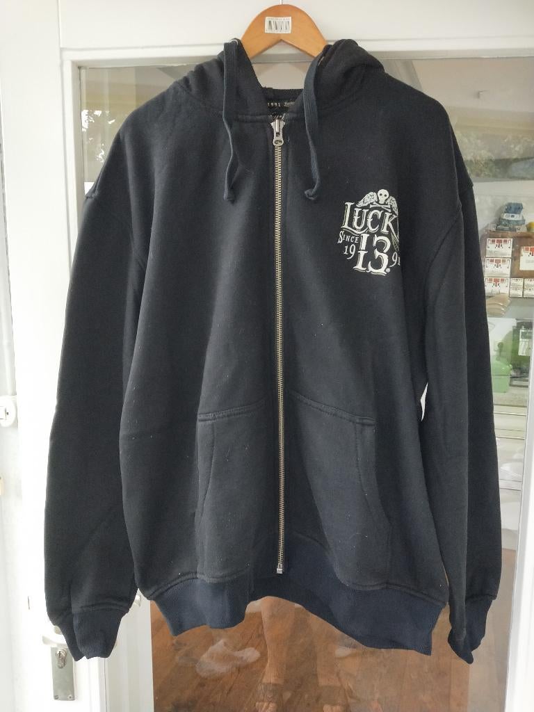 Hoodie met rits - Lucky 13 - Dead Skul - Zwart - maat 2 x L, Zwart, Overige maten, Ophalen of Verzenden, Zo goed als nieuw