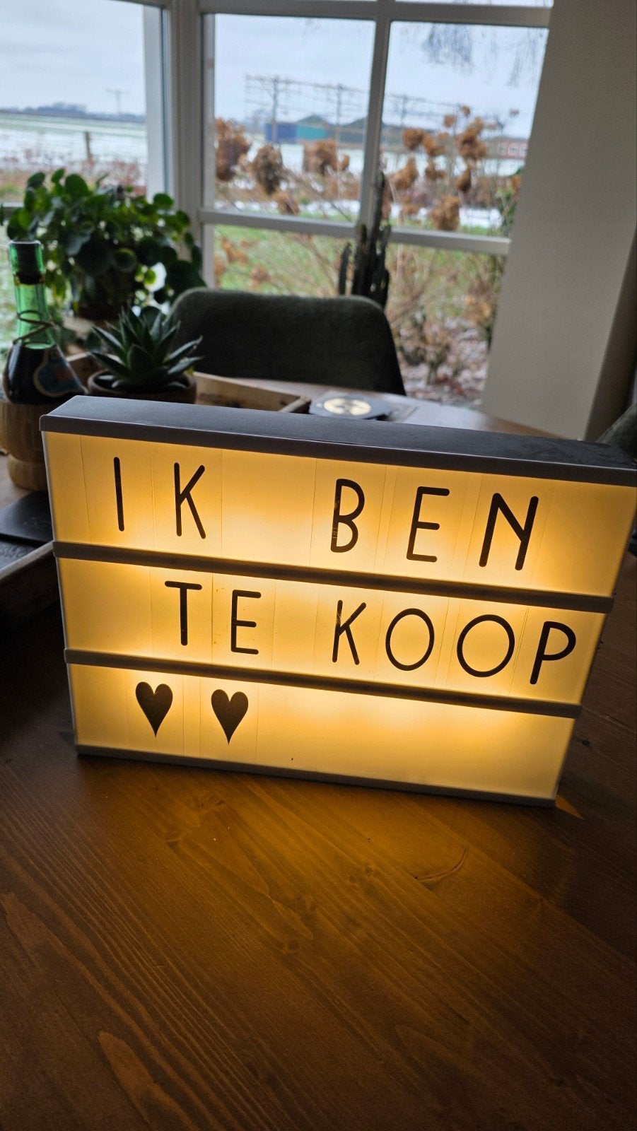 Lichtbak met letters - 'Ik ben te koop', Gebruikt, Kunststof, Ophalen of Verzenden, Modern