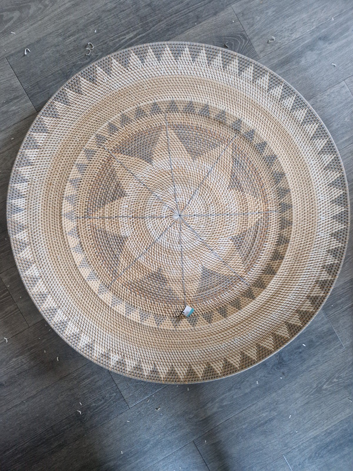 Nieuw rond rieten wanddecoratie of placemat, Ophalen, Nieuw, Beige, Natuurlijk materiaal