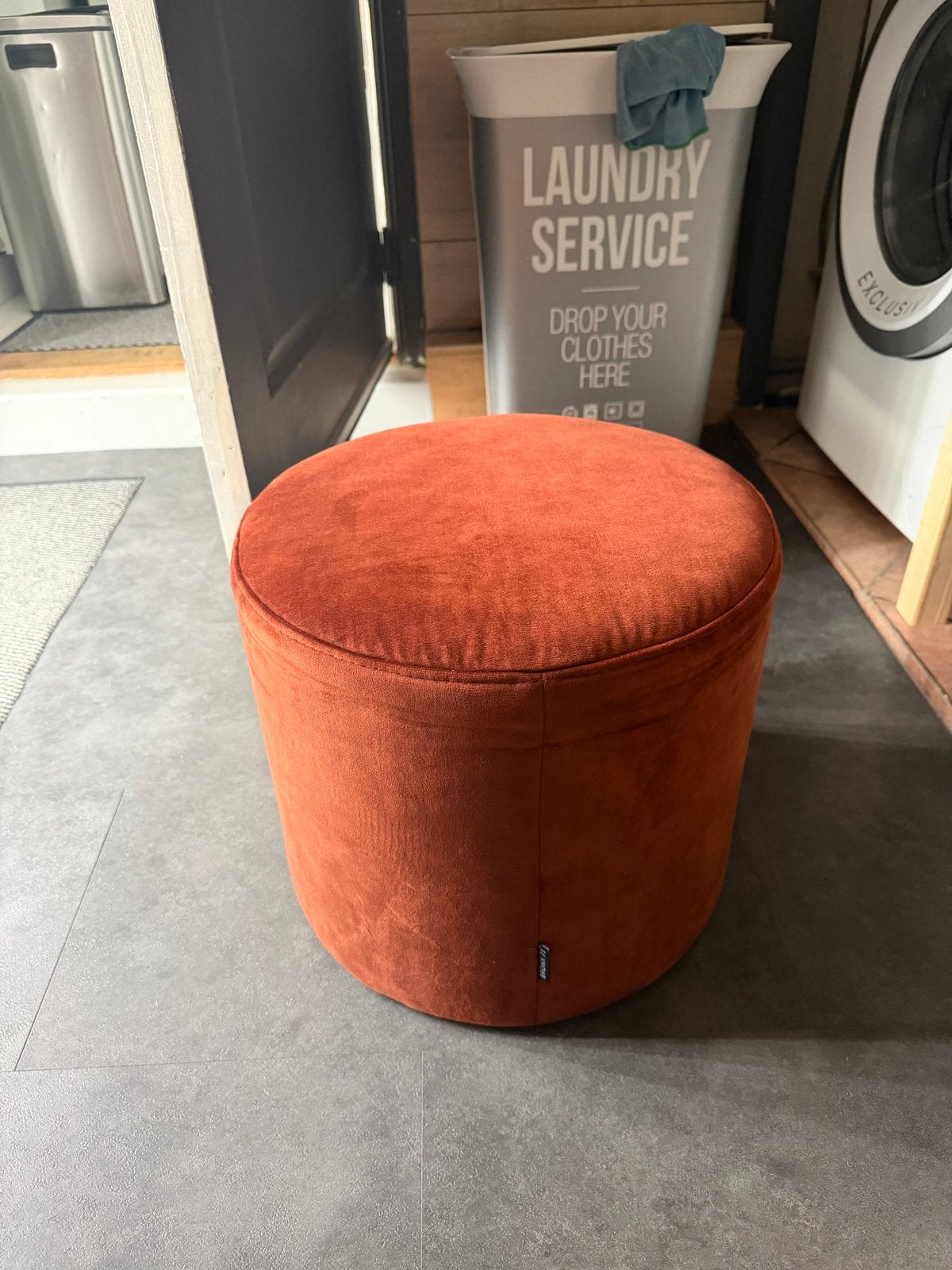Robuuste roestbruine poef Bronx71 - Zo goed als nieuw, Ophalen, Minder dan 50 cm, Rond, Zo goed als nieuw