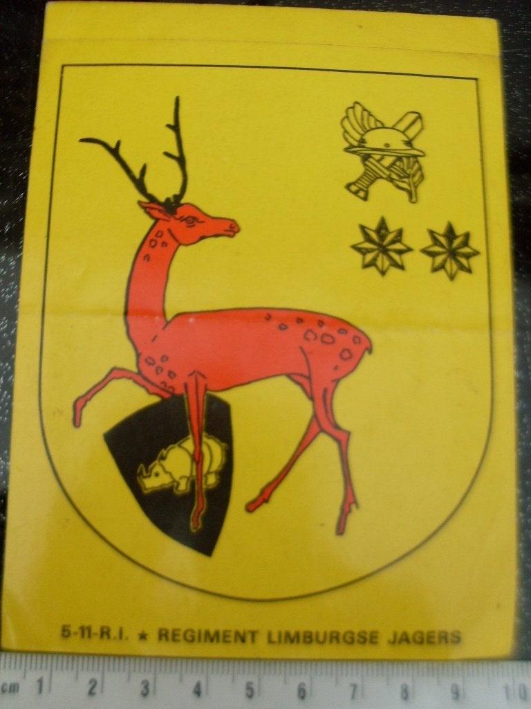 sticker 5-11-r.i. regiment limburgse jagers logo embleem, Verzenden, Zo goed als nieuw, Bedrijf of Vereniging