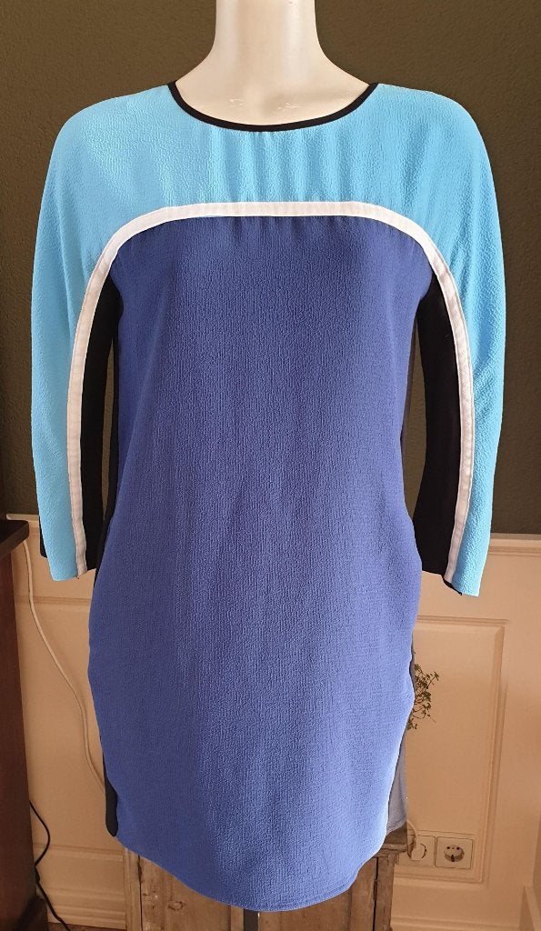 Vanilia mooie blauwe oversized jurk S 36, Vanilia, Zo goed als nieuw, Maat 36 (S), Boven de knie
