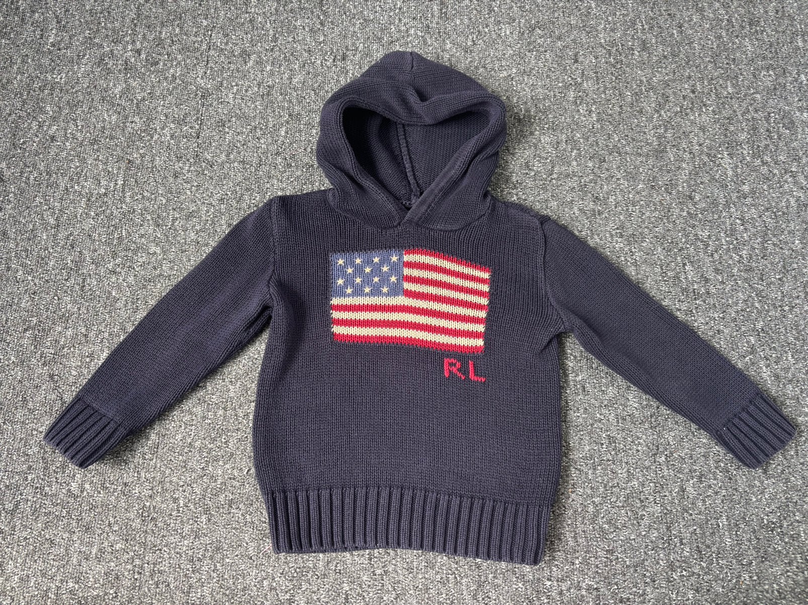 Ralph lauren gebreide trui vlag met capuchon - maat 3T, Ophalen of Verzenden, Zo goed als nieuw, Trui of Vest