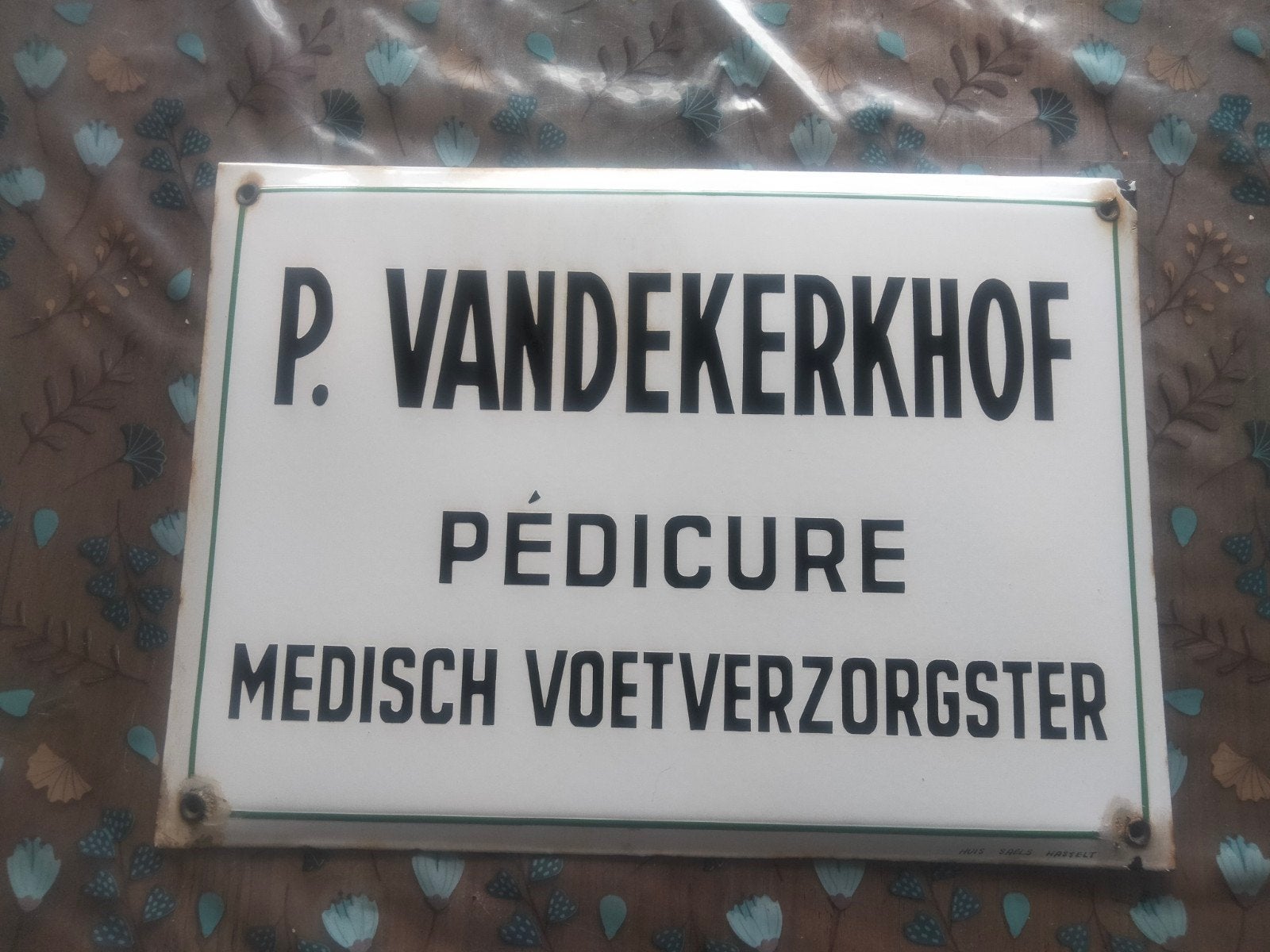 emaille reclamebord medische pedicure naambord, Ophalen of Verzenden, Gebruikt, Reclamebord