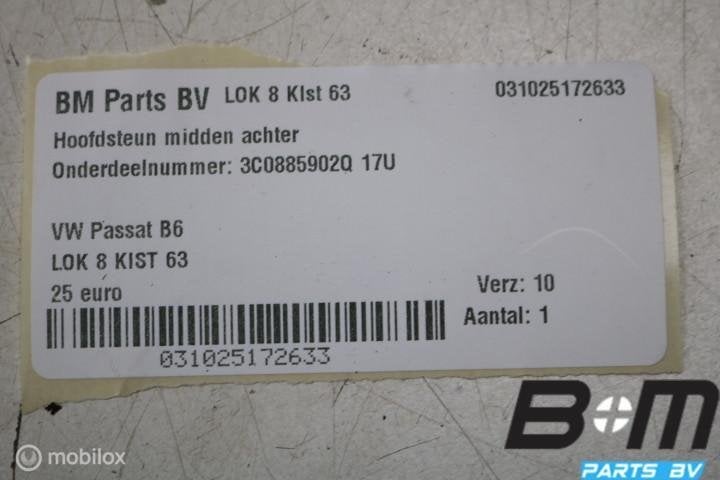 Hoofdsteun midden achter VW Passat B6 3C0885902Q, Gebruikt