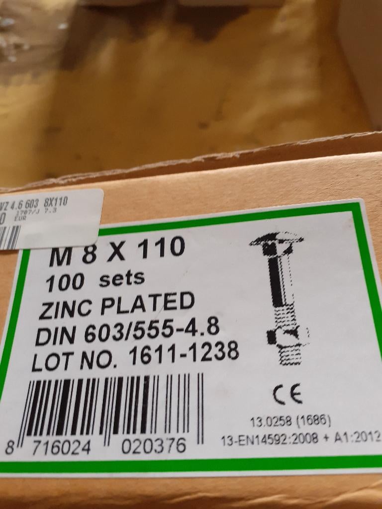 slotbouten, Ophalen, Nieuw, 100 tot 250 mm, Bouten of Moeren