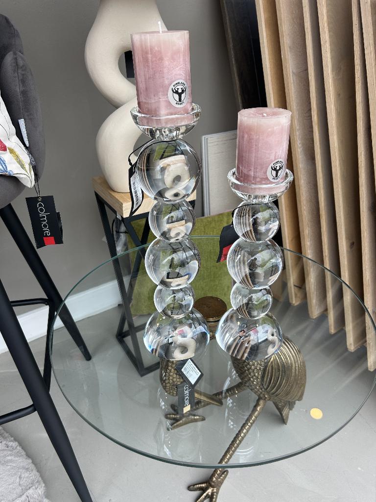 Kristallen kandelaar met sculpturale bollen - groot, Antiek en Kunst, Antiek | Glas en Kristal, Ophalen