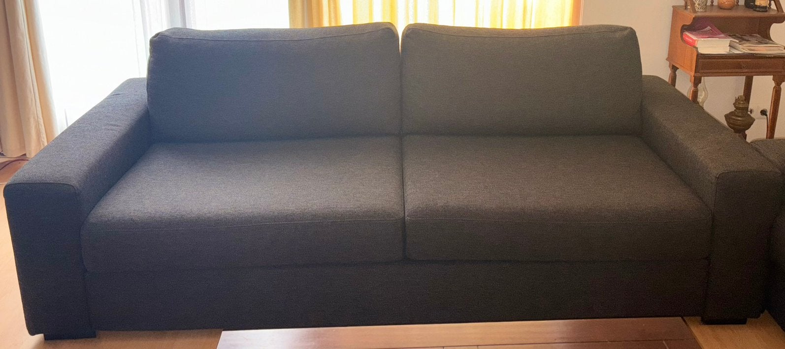 Goossens Lucca ZGAN bankstel 3 en 2,5 zits antraciet grijs, Ophalen, Zo goed als nieuw, 75 tot 100 cm, Vierpersoons of meer