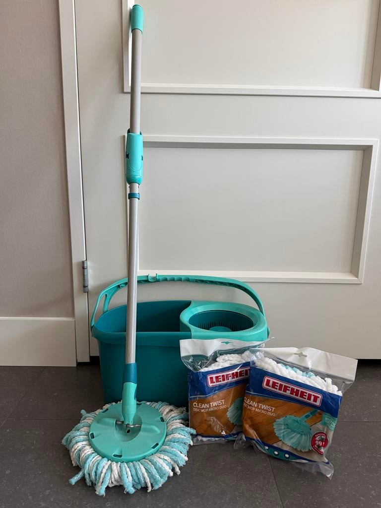 Leifheit dweil CLEAN TWIST Disc Mop Ergo set+2extra moppen, Ophalen of Verzenden, Mop of Dweil