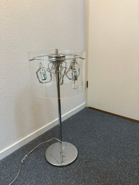 Glazen Tafellamp en vloerlamp met extra organza kap, Ophalen, Zo goed als nieuw