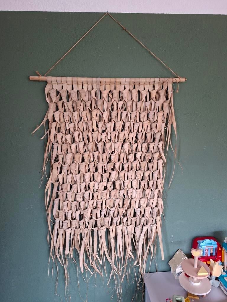 Geweven wandkleed van natuurlijke materialen, Beige, Boho, Wandkleed, Ophalen of Verzenden