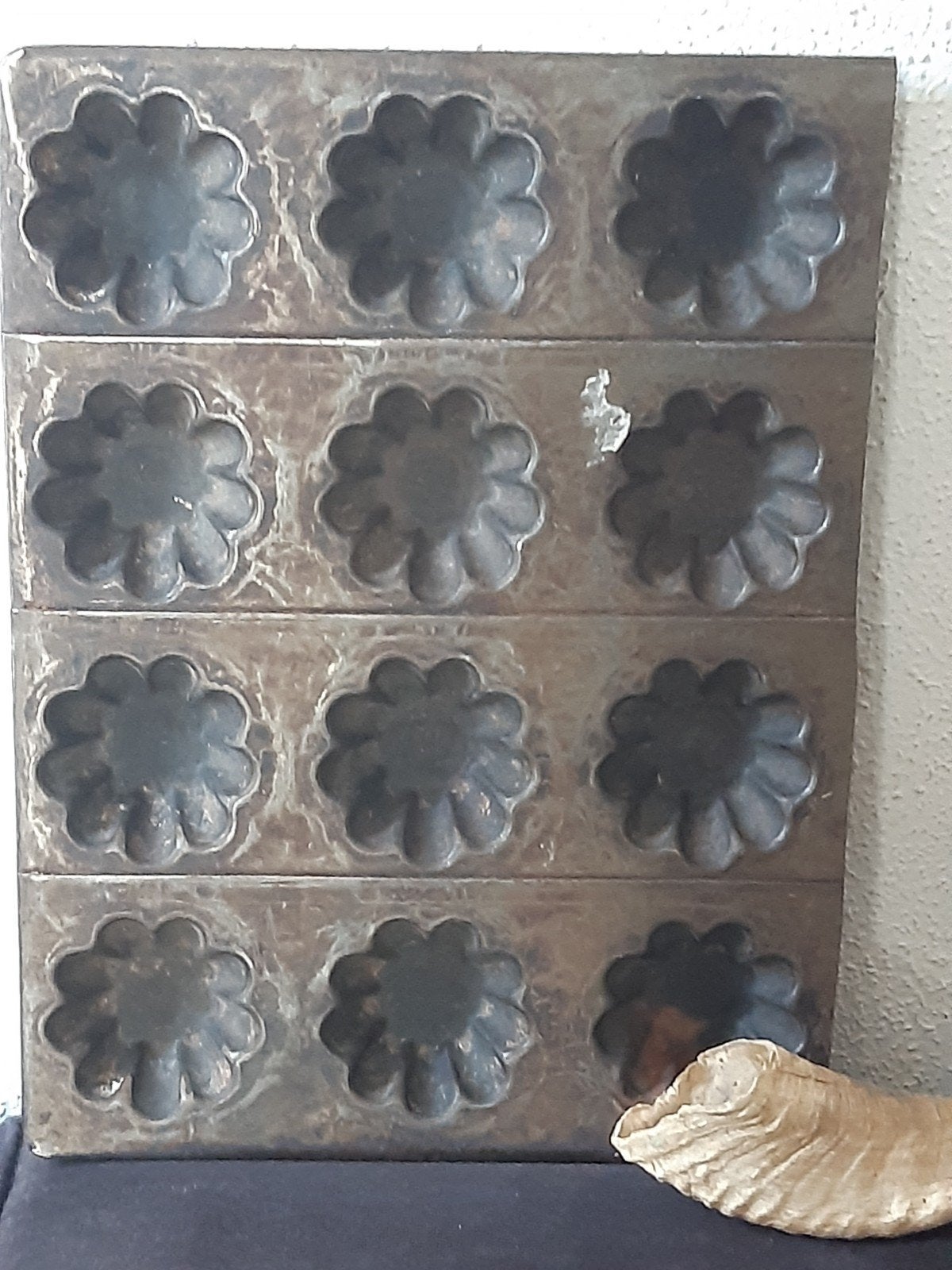 Bakplaat ,cakevormpjes, stoer "verweerde" patina,koekjesmal, Ophalen of Verzenden