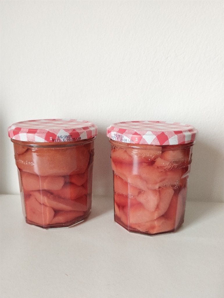 Te koop: schone glazen potten 370 gr., Ophalen, Zo goed als nieuw