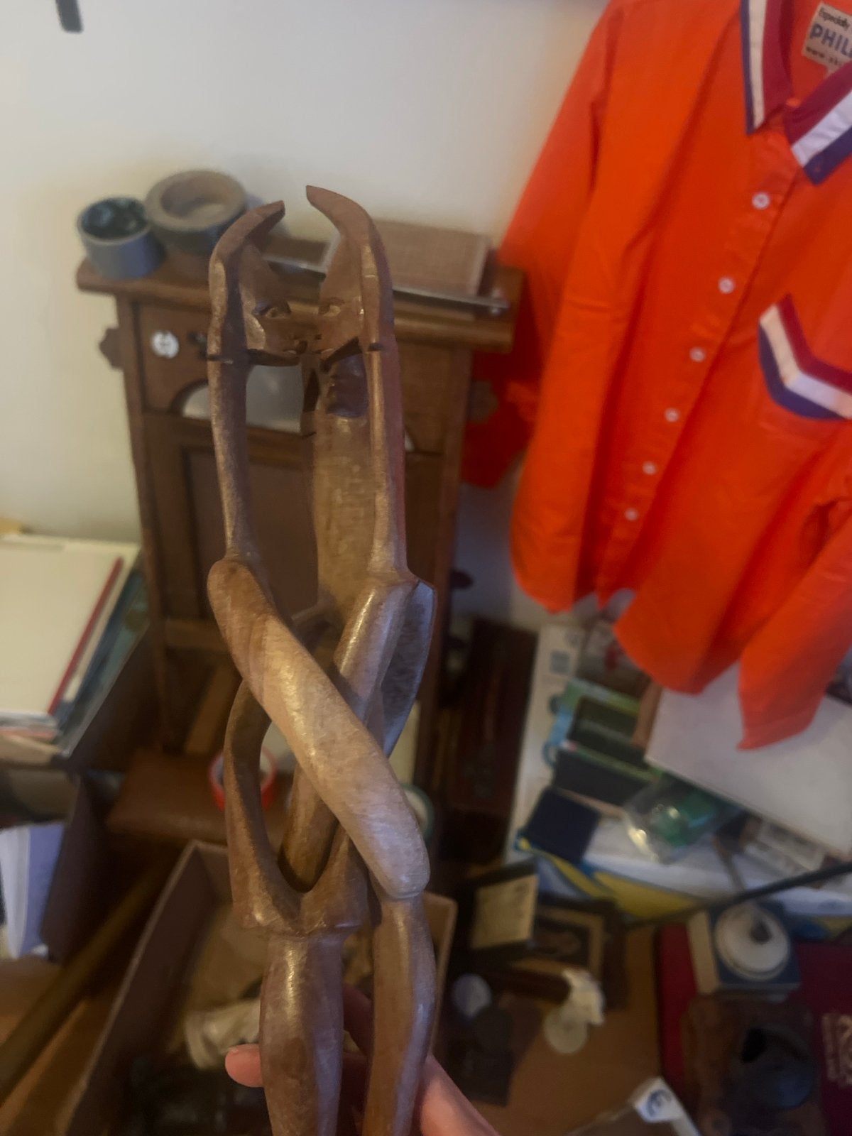 Houten Afrikaans Beeld - Verstrengelde Figuren, Groep mensen, Ophalen of Verzenden, Handgemaakt, 20 - 50 cm