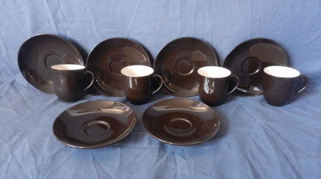 Zeldzaam 4 koppen + 6 schotels Fris Edam Clematis zwart 1952, Antiek en Kunst, Antiek | Keramiek en Aardewerk, Ophalen of Verzenden