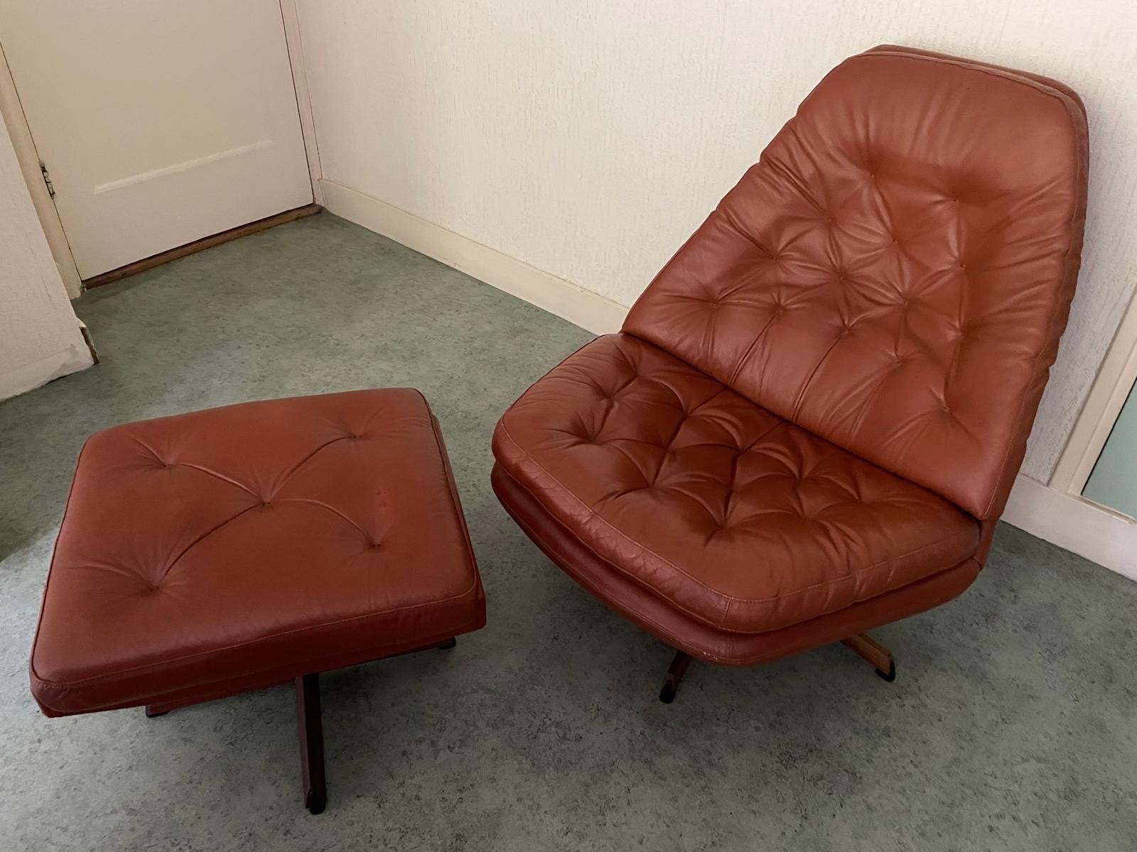 Madsen & Schübell MS68 Fauteuil met Hocker - Deens Design, Ophalen