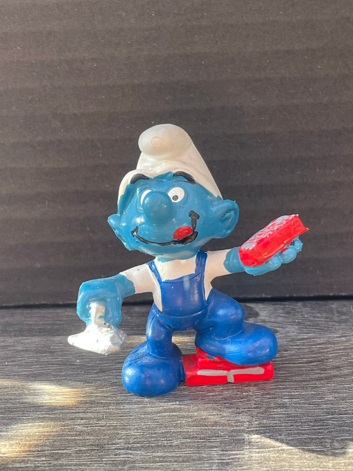 Smurf Metselaar Figuur - Vintage Smurfen Collectible, Ophalen of Verzenden, Gebruikt, Overige Smurfen, Poppetje, Figuurtje of Knuffel