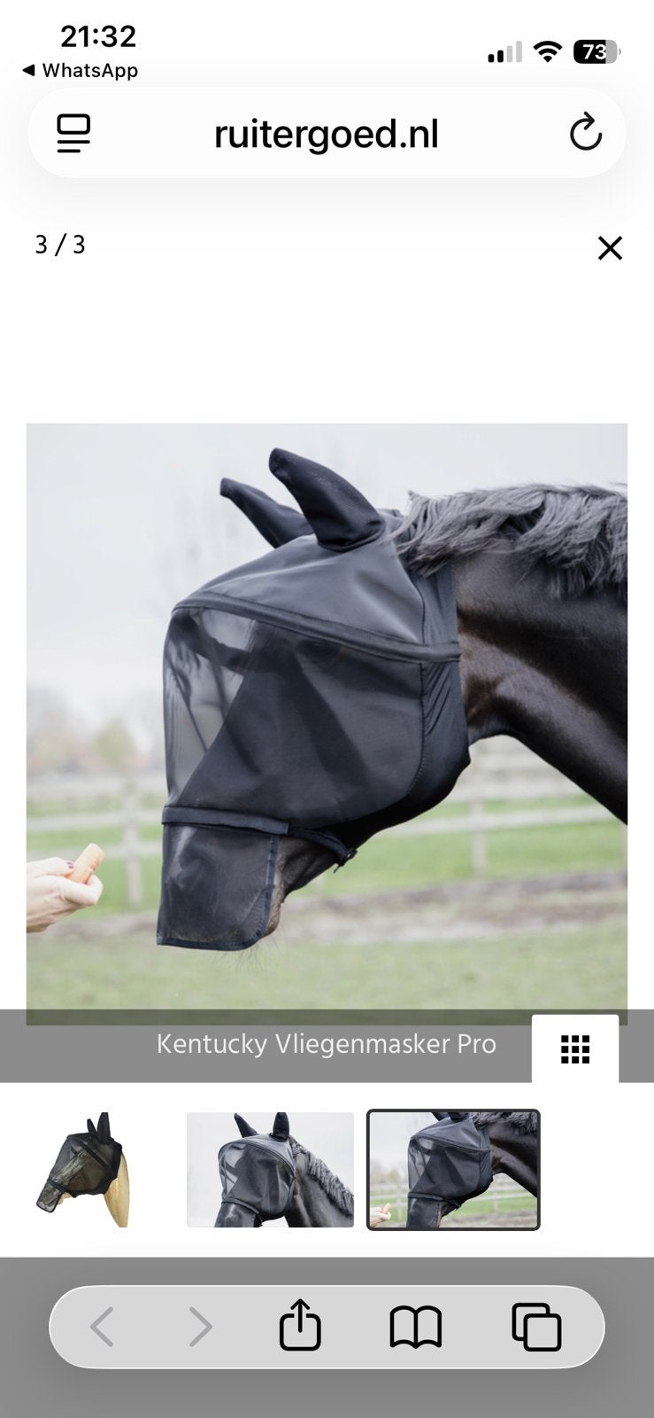 ZGAN Kentucky pro vliegenmasker, maat COB, zwart, Dieren en Toebehoren, Ophalen of Verzenden, Zo goed als nieuw