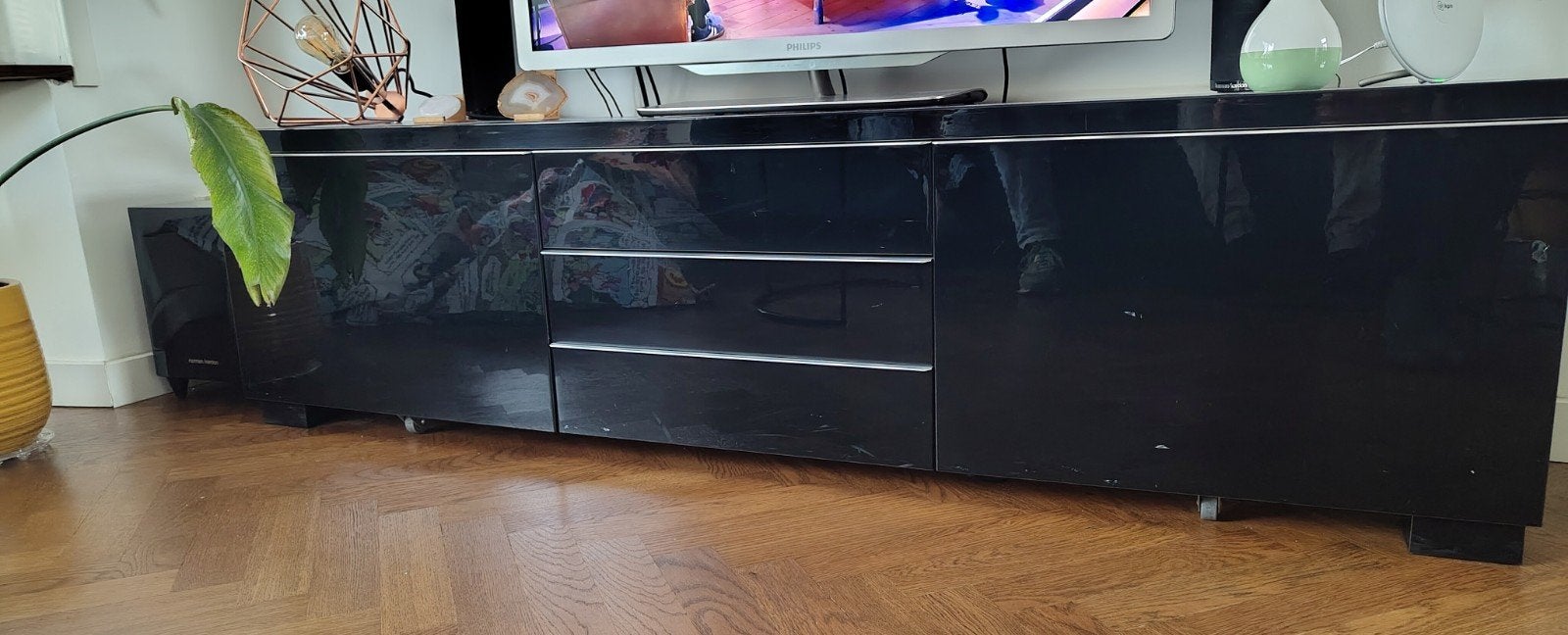 Ikea TV-meubel zwart, 180x40x50cm, gratis ophalen, Ophalen, Gebruikt, 150 tot 200 cm, Minder dan 100 cm