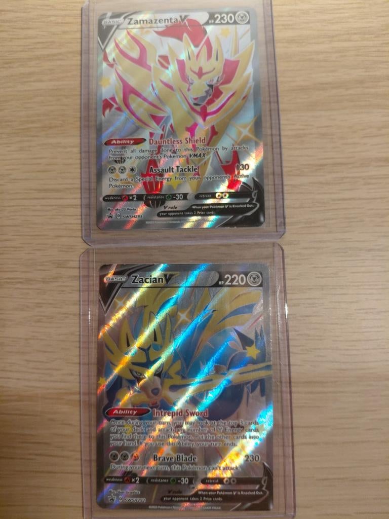 Zacian V& Zamezanta V (SWSH292&SWSH293), Ophalen of Verzenden, Zo goed als nieuw, Meerdere kaarten, Foil