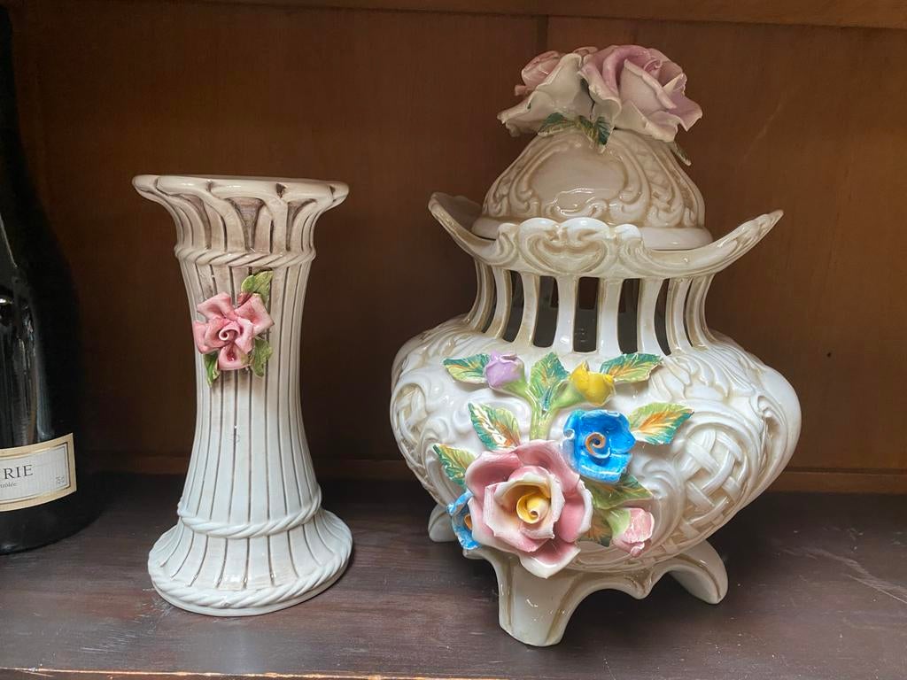 Vintage Capodimonte Vazen Set - Handgemaakt Porselein, Antiek en Kunst, Antiek | Vazen, Ophalen