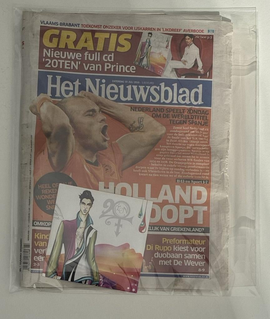 Prince - Het Nieuwsblad / 20Ten (krant + cd), Ophalen of Verzenden, Gebruikt