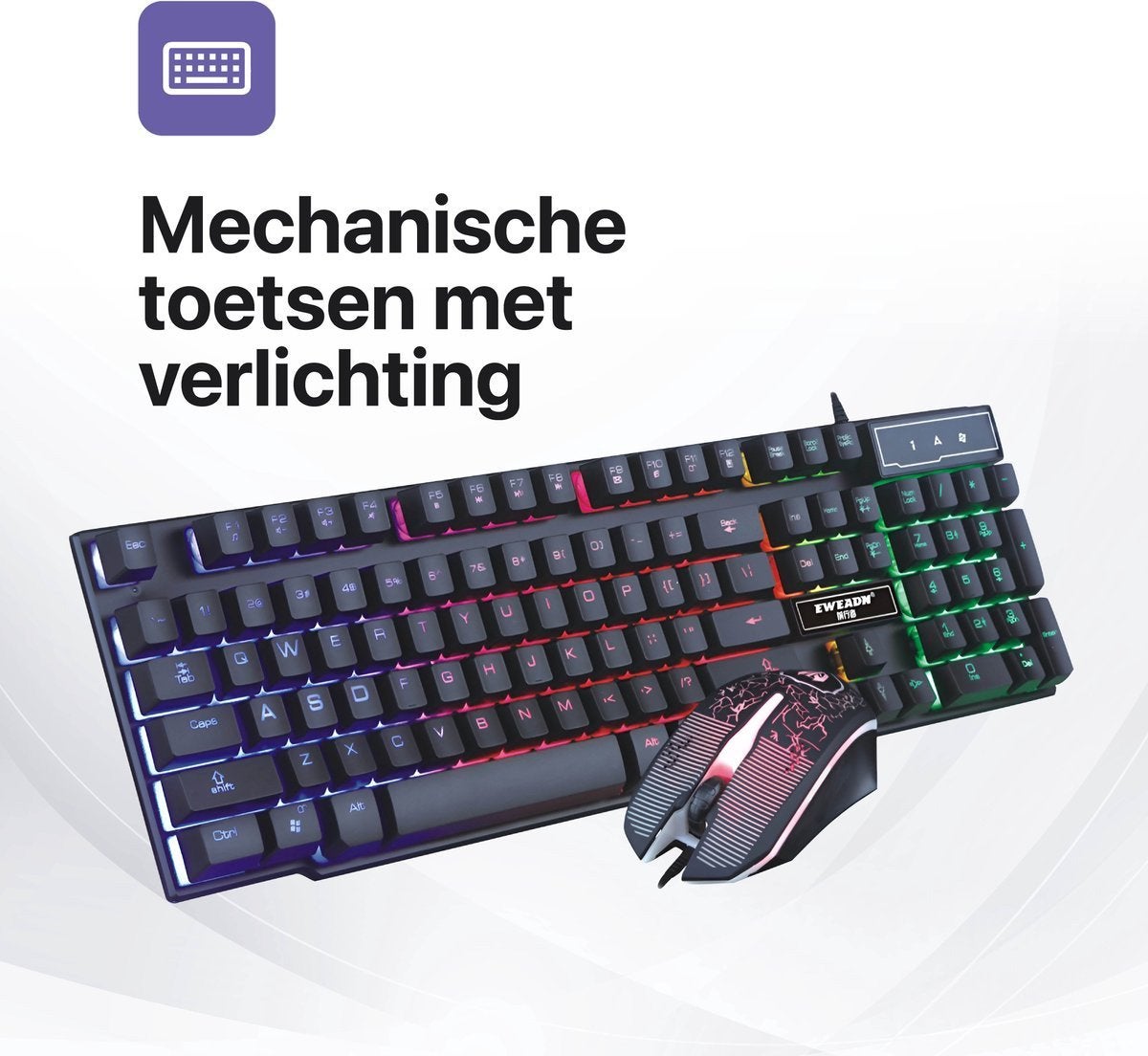 Tavaro Gaming Keyboard En Muis Set Met Verlichting - Zwart, Ophalen of Verzenden, Nieuw