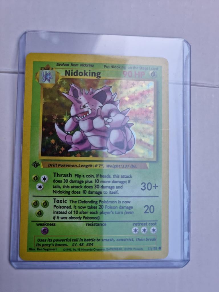 Nidoking 1995 Pokémon kaart te koop, Ophalen of Verzenden, Zo goed als nieuw, Losse kaart