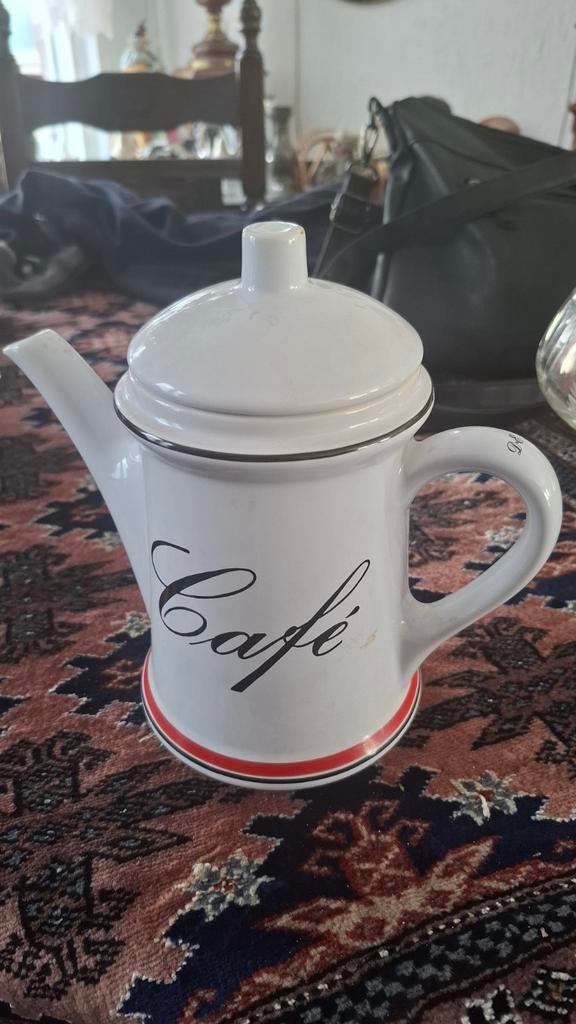 Douwe egberts Café servies: theepot, kop en schotel, mok, Ophalen, Gebruikt, Keramiek, Overige stijlen