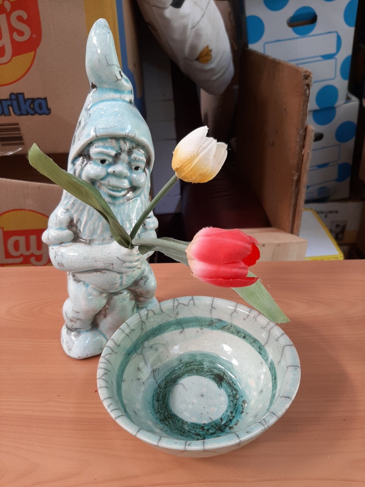 Raku gebakken schaaltje en kabouter, Ophalen of Verzenden