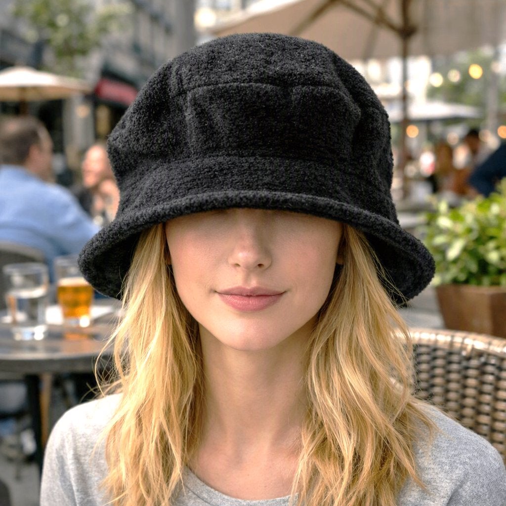 Stijlvolle Antraciet Wollen Bucket Hat - made in italy, Made in Italy, Hoed, Zo goed als nieuw, One size fits all