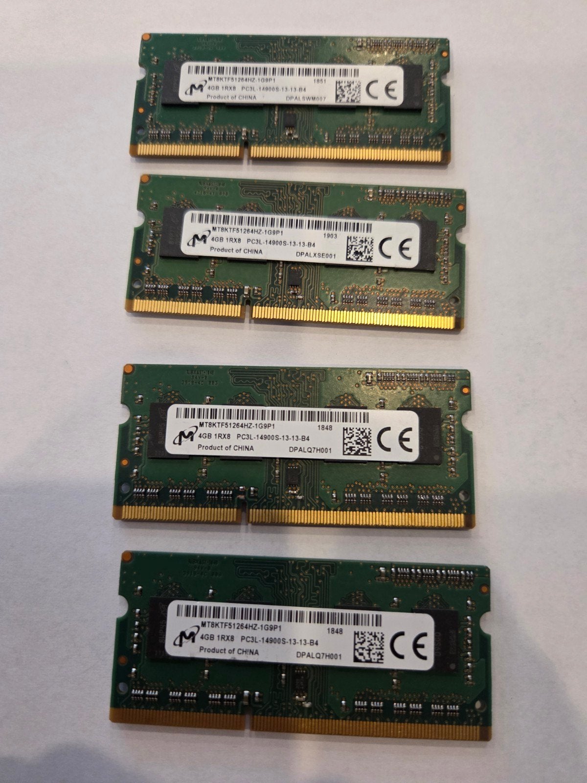 4x 4GB DDR3 RAM Geheugenmodules voor Laptop, Computers en Software, RAM geheugen, Gebruikt, DDR3, Ophalen of Verzenden, Laptop