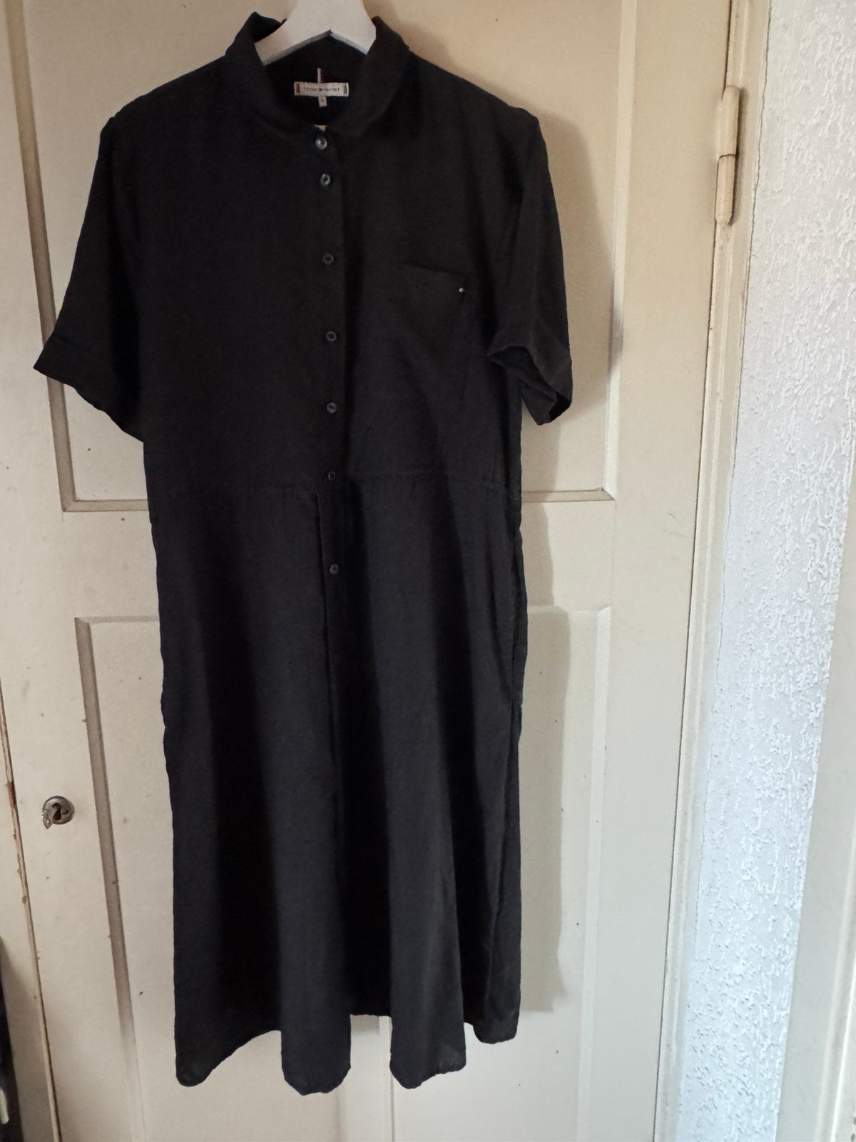 Tommy Hilfiger zwarte lange linnen jurk maat XL, Kleding | Dames, Ophalen of Verzenden, Zo goed als nieuw, Maat 46/48 (XL) of groter