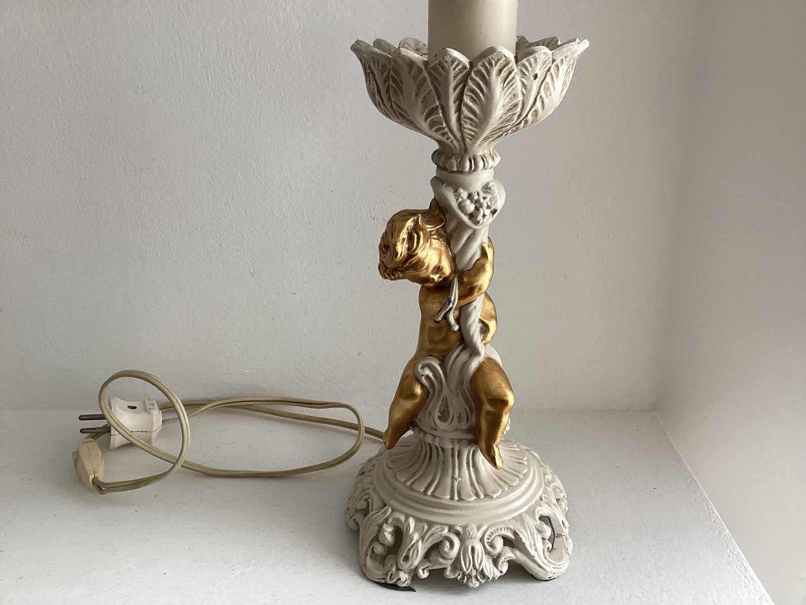 Lampenvoet met engel, metaal vintage, Ophalen of Verzenden, Zo goed als nieuw, Metaal, Vintage