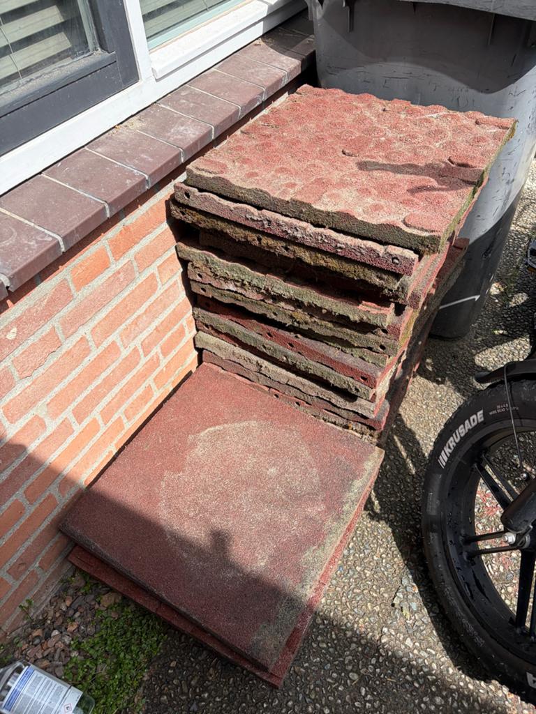 Rubberen terrastegels rood - Gebruikt, Ophalen, Gebruikt, Rubber, 5 tot 10 m²