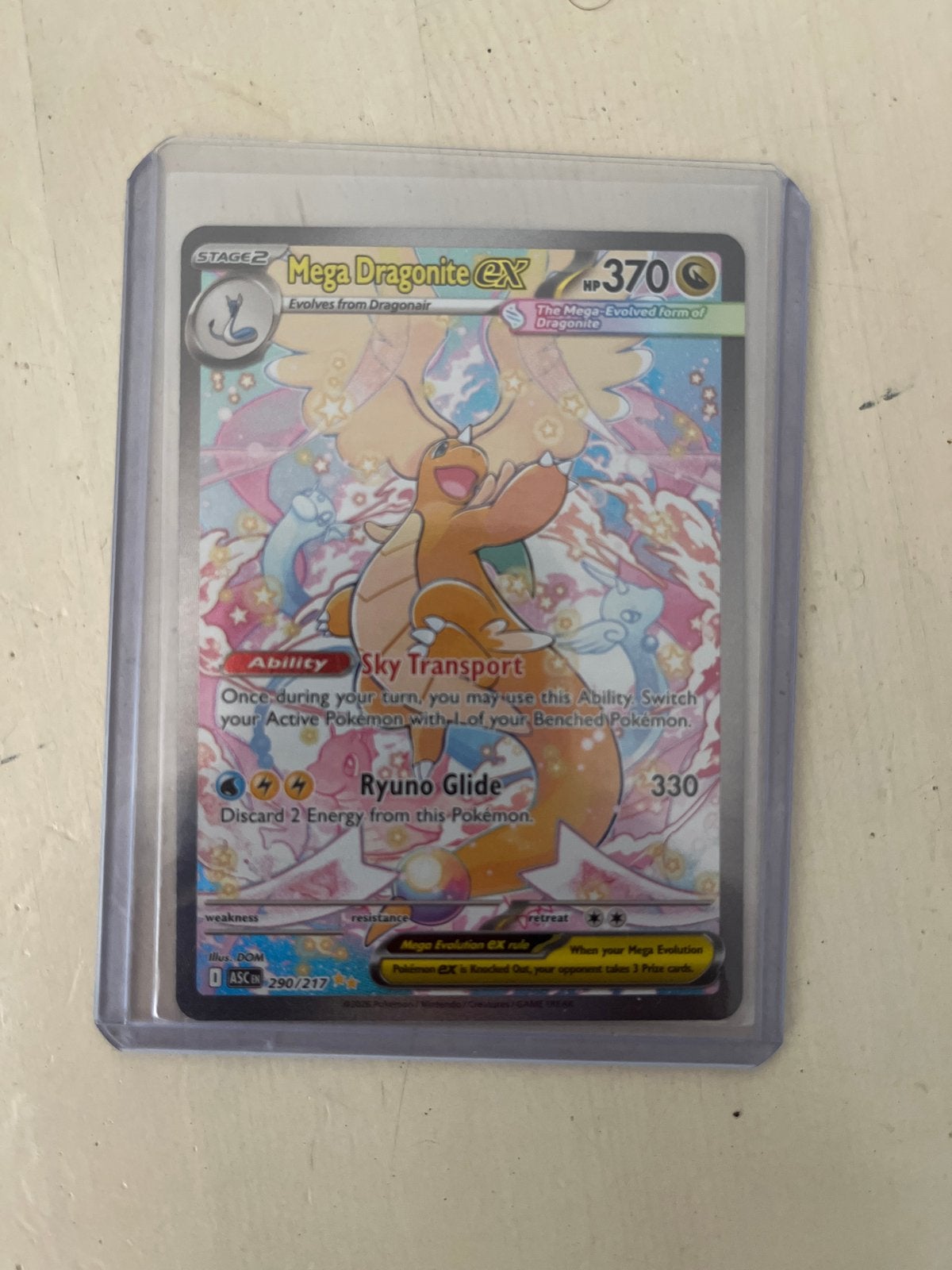 Mega Dragonite EX Pokémon Kaart (Full Art), Ophalen, Zo goed als nieuw, Losse kaart, Foil