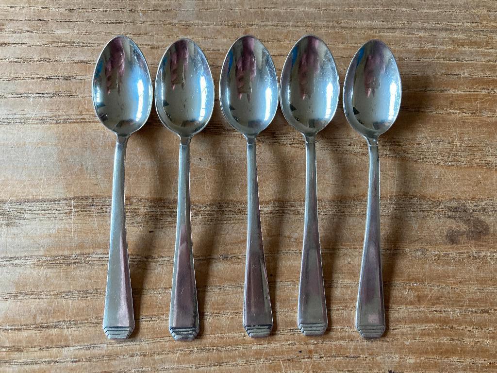 5 Vintage verzilverde GAG Silber koffielepeltjes g.a.g. 90, Ophalen of Verzenden