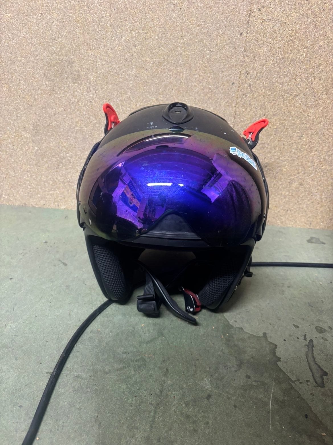 Roof Boxer V8 helm met paars vizier, Ophalen of Verzenden, Tweedehands, Systeemhelm, Overige merken
