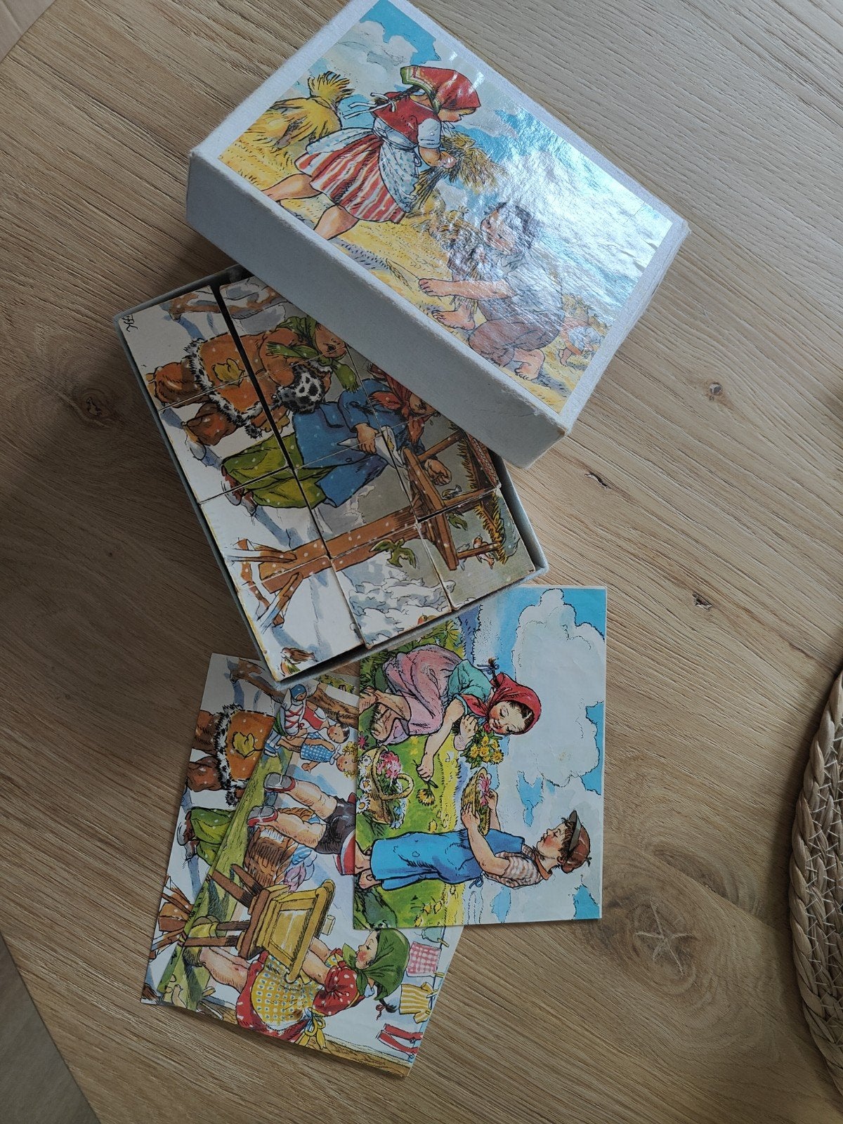 Retro Vintage Blok Puzzel - Oud Hollands Speelgoed, Gebruikt, 10 tot 50 stukjes, Ophalen of Verzenden, Van hout