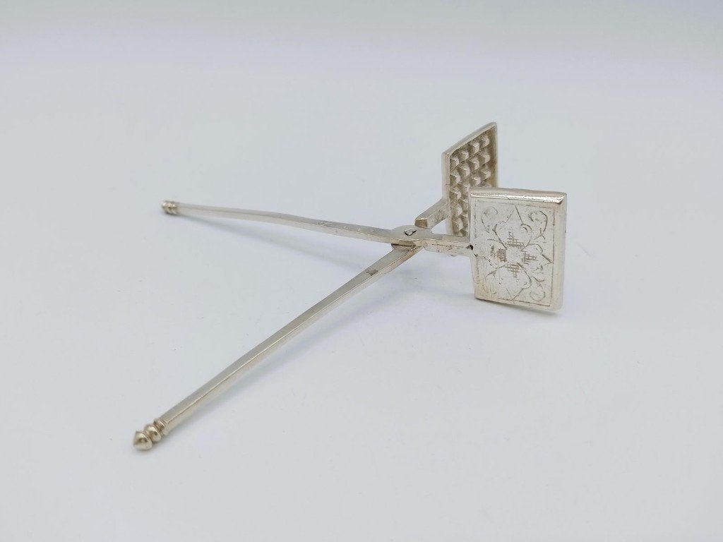 Zilveren miniatuur wafelijzer, P. van Somerwil I, Amsterdam,