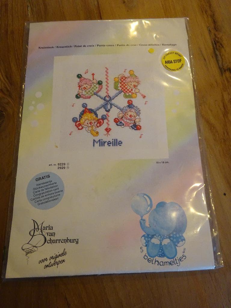 borduurpatroon van schilderij met vier clowntjes, Ophalen of Verzenden, Gebruikt, Handborduren, Patroon