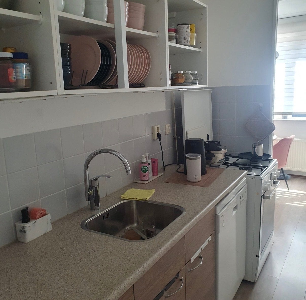 GRATIS keuken met apparatuur, Ophalen, Gebruikt, Wit, Enkelwandige keuken