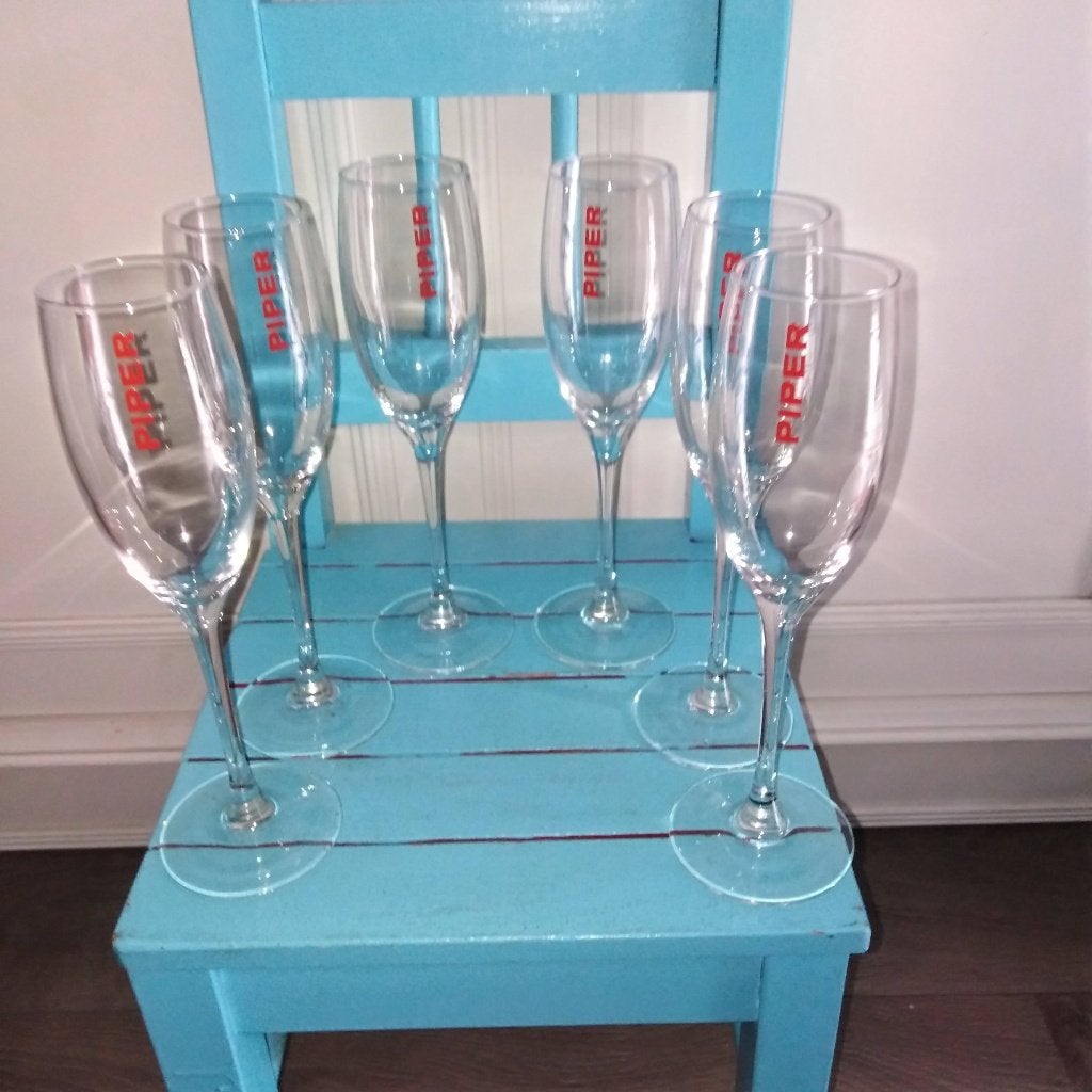 Piper champagne glazen 22 cm hoog set van 6 stuks, Ophalen, Glas of Glazen, Overige stijlen, Glas