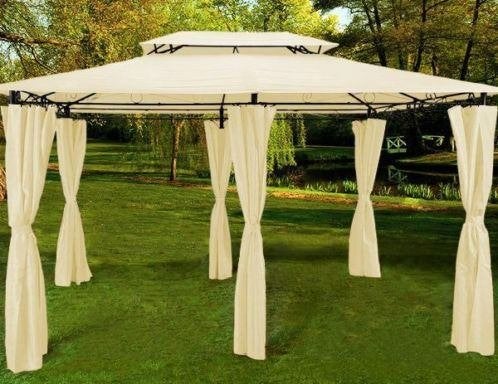 Chique Stalen Paviljoen Prieel Partytent 3x4m. Creme, Tuin en Terras, Ophalen of Verzenden, Nieuw, Minder dan 5 meter, Paviljoen