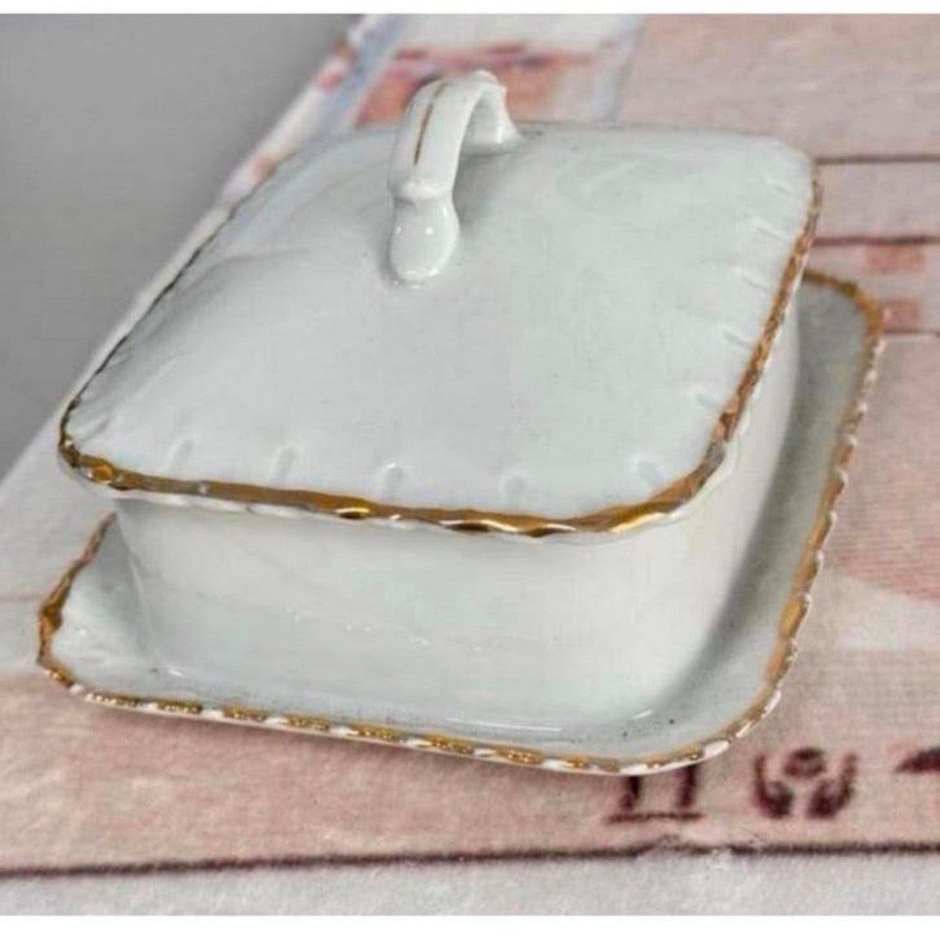 Botervloot Victoria CzechoSlovakian Bone China Butter-dish, Ophalen of Verzenden